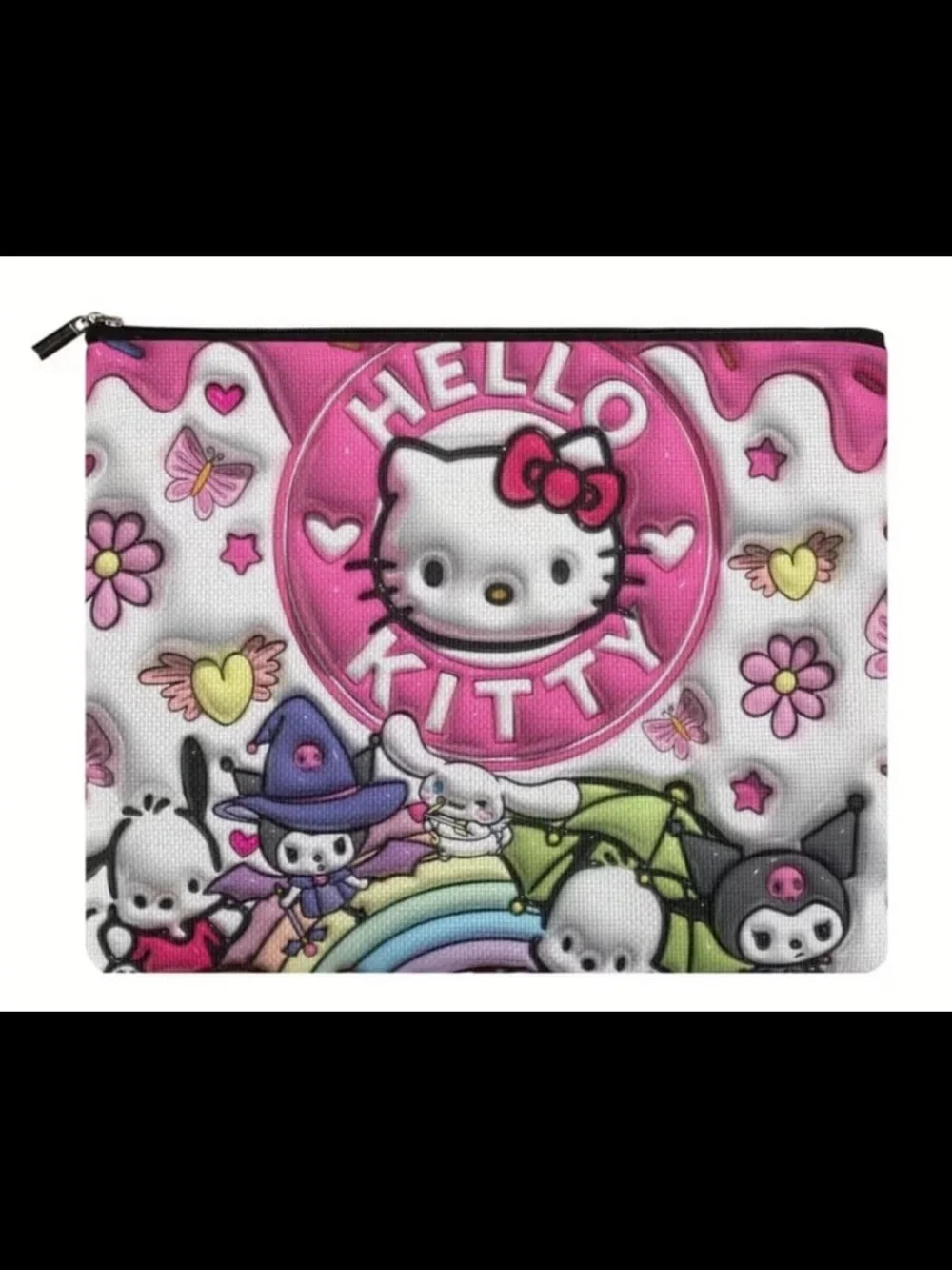New! Bag of Hello Kitty Large Capacity Cosmetic Bag. Cute Design. 8.9” x 6.5”.